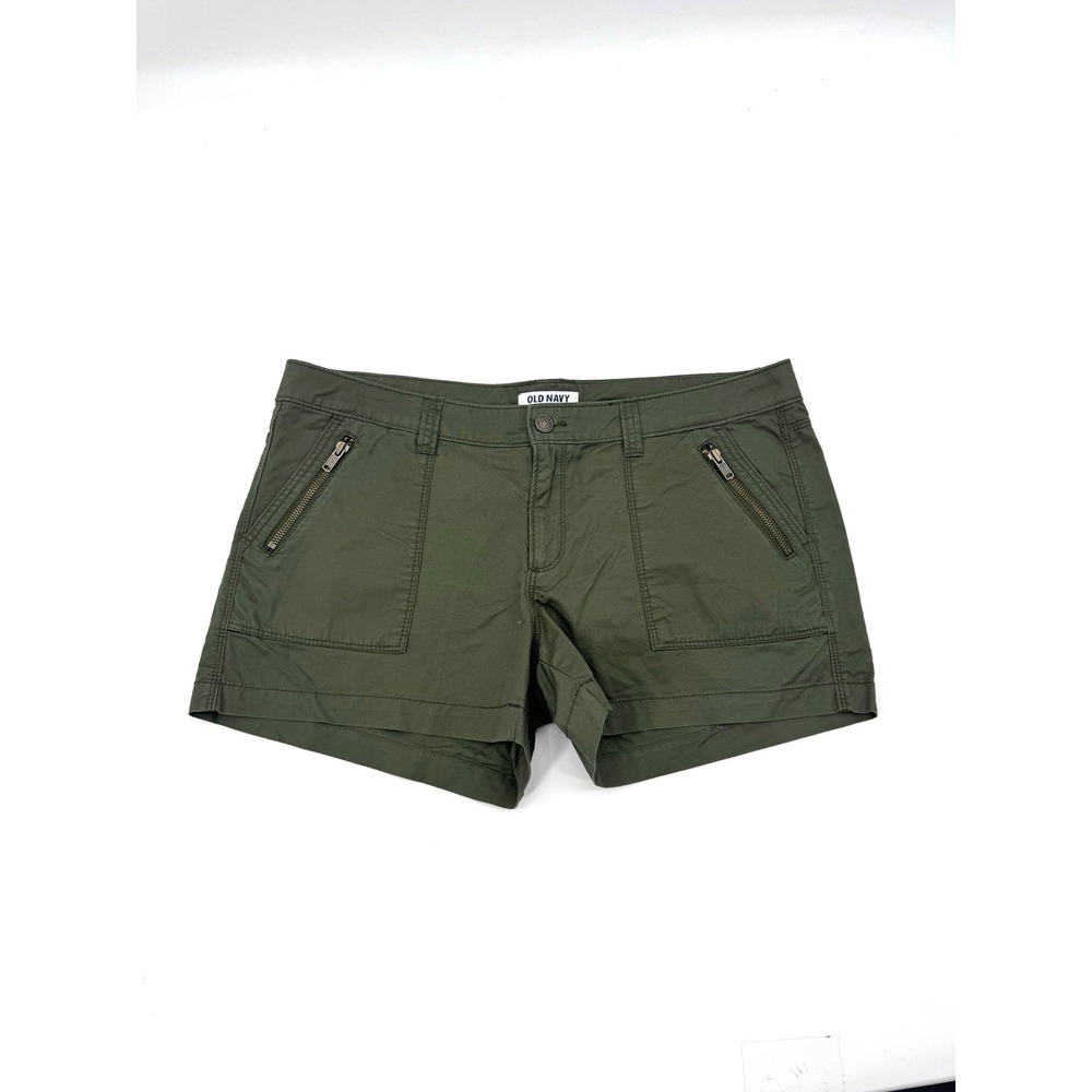 Old Navy Olive Green Chino Shorts 12 Midrise Zip Utility Granola Fairy Grunge